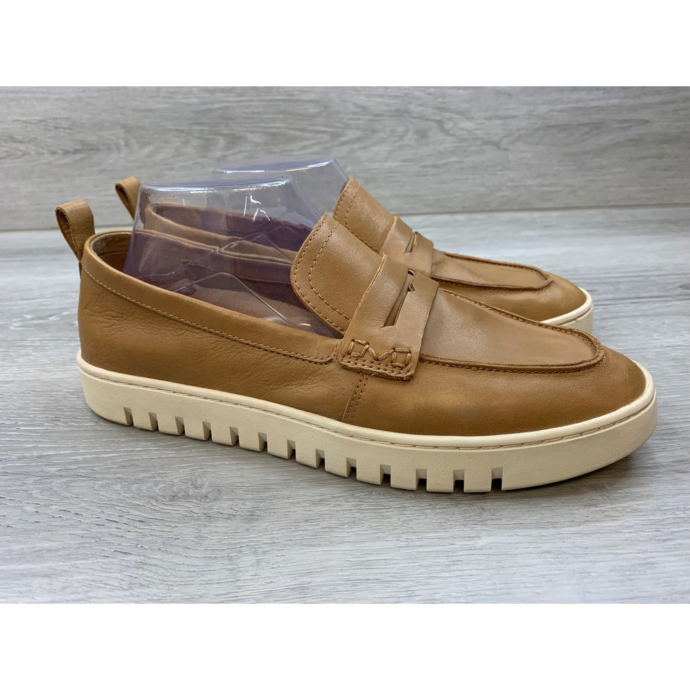 Vionic Uptown Penny Loafer Tan Leather Platform Sneakers Shoes Women's 11